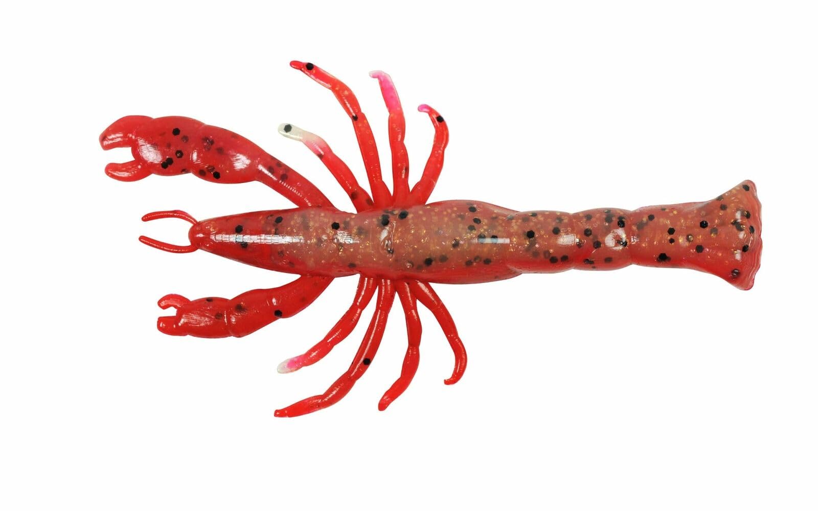 Berkley Gulp! Ghost Shrimp red belly 3in product shot shows lifelike bait for saltwater fishing.