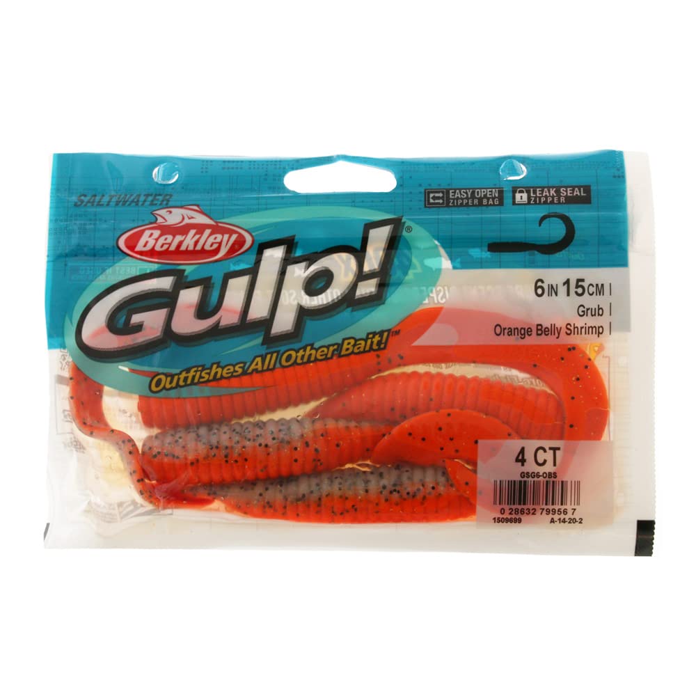 Berkley Gulp! Grub 6-inch Orange Belly Shrimp in action highlights lifelike tail movement for big catches