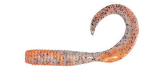 Berkley Gulp! Grub 6-inch Orange Belly Shrimp front view shows attractant dispersion and color