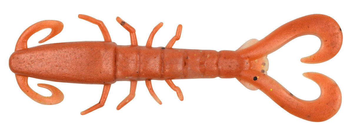 Berkley Gulp! Mantis Shrimp New Penny 3in close-up shows lifelike texture for saltwater fishing.