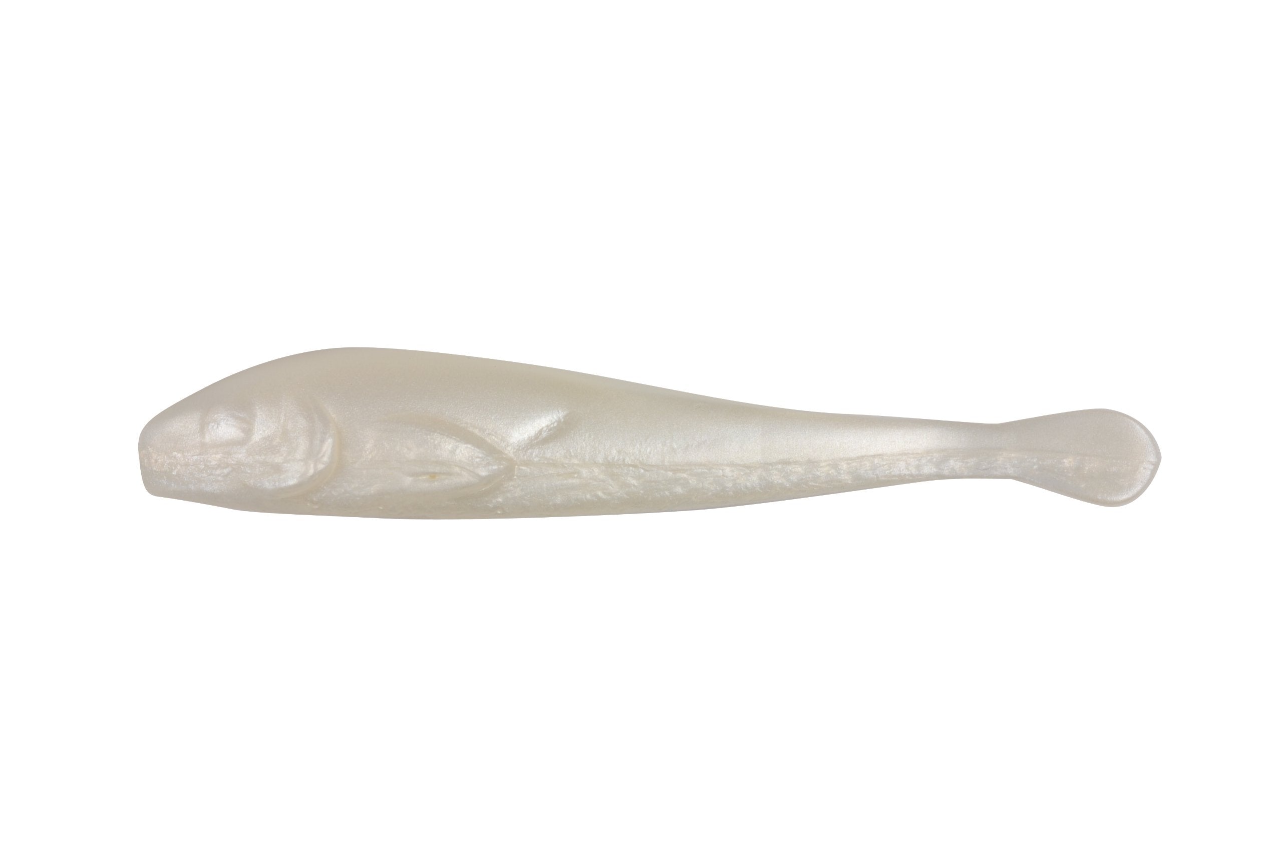 Berkley Gulp! Mud Minnow Pearl White 4in, highly scented attractor for wider strikes.