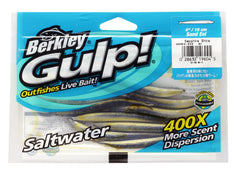 Berkley Gulp Sand Eel Sapphire Shine 5in pack view emphasizing durability and inshore use