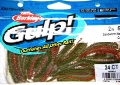 Front view of Berkley Gulp! Sandworm Camouflage 2in lure (GSSW2-C)