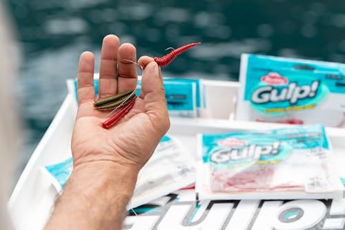 Berkley Gulp! Sandworm Green 2in camo aroma attractant for enhanced bites