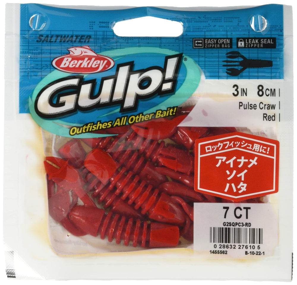 Berkley Gulp! SW Pulse Claw 3 Inch Red ready for rockfish fishing.