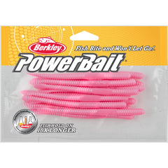Berkley PowerBait floating steelhead worm Bubblegum closeup showing paddle tail action for enticing steelhead
