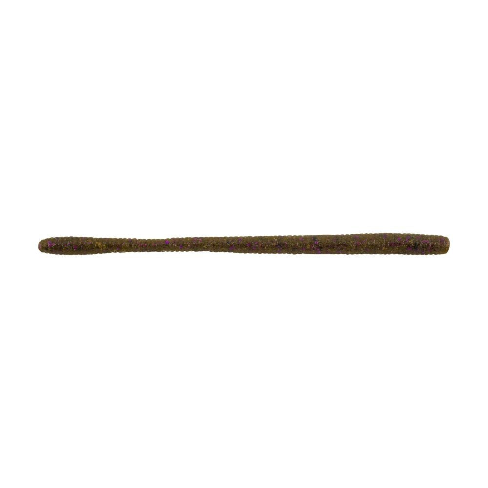 Berkley PowerBait MaxScent D-Worm in green pumpkin purple fleck with realistic texture