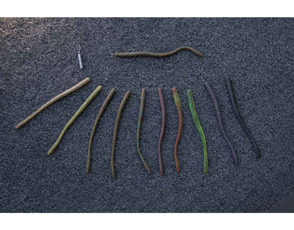 Berkley PowerBait MaxScent D-Worm texture detail emphasizes lifelike appearance for confident fishing.