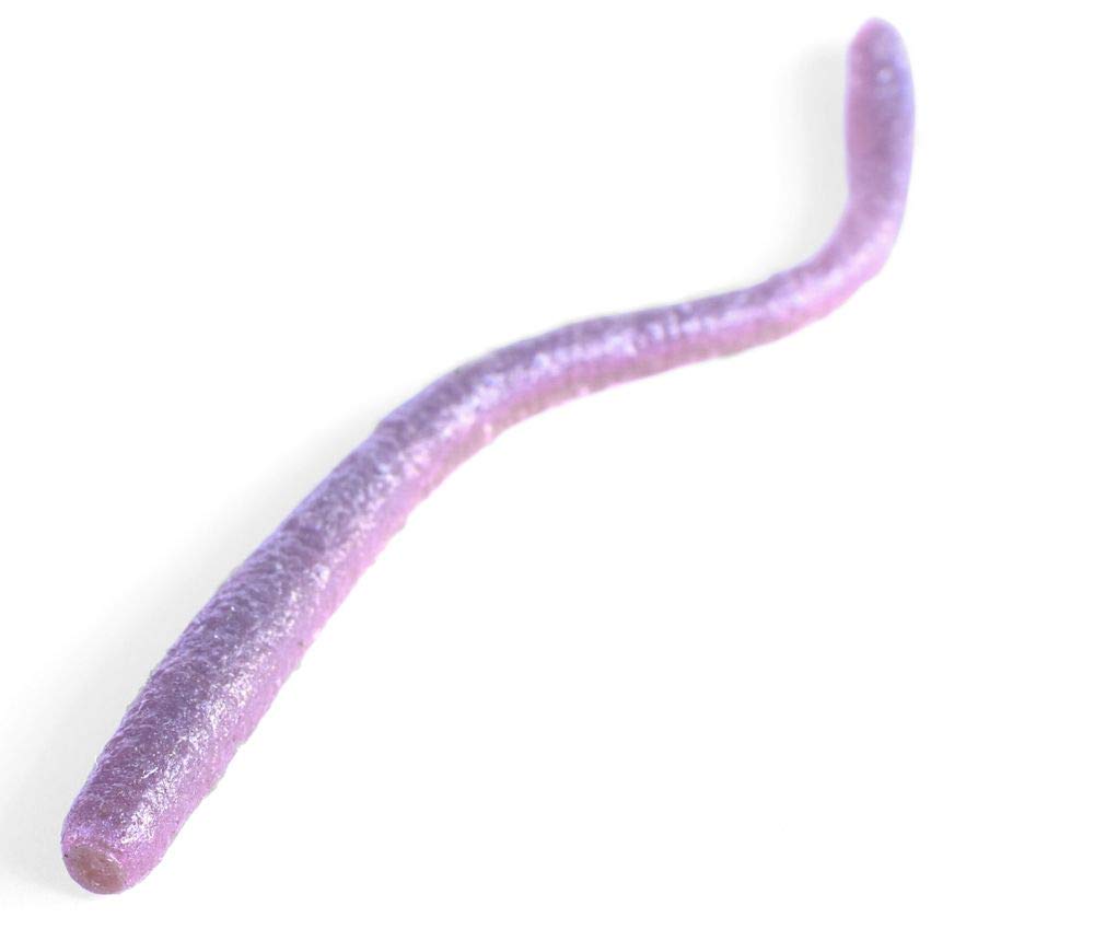 Powerbait Deworm 3.6-inch worm blue side view highlights slim profile for steady casts