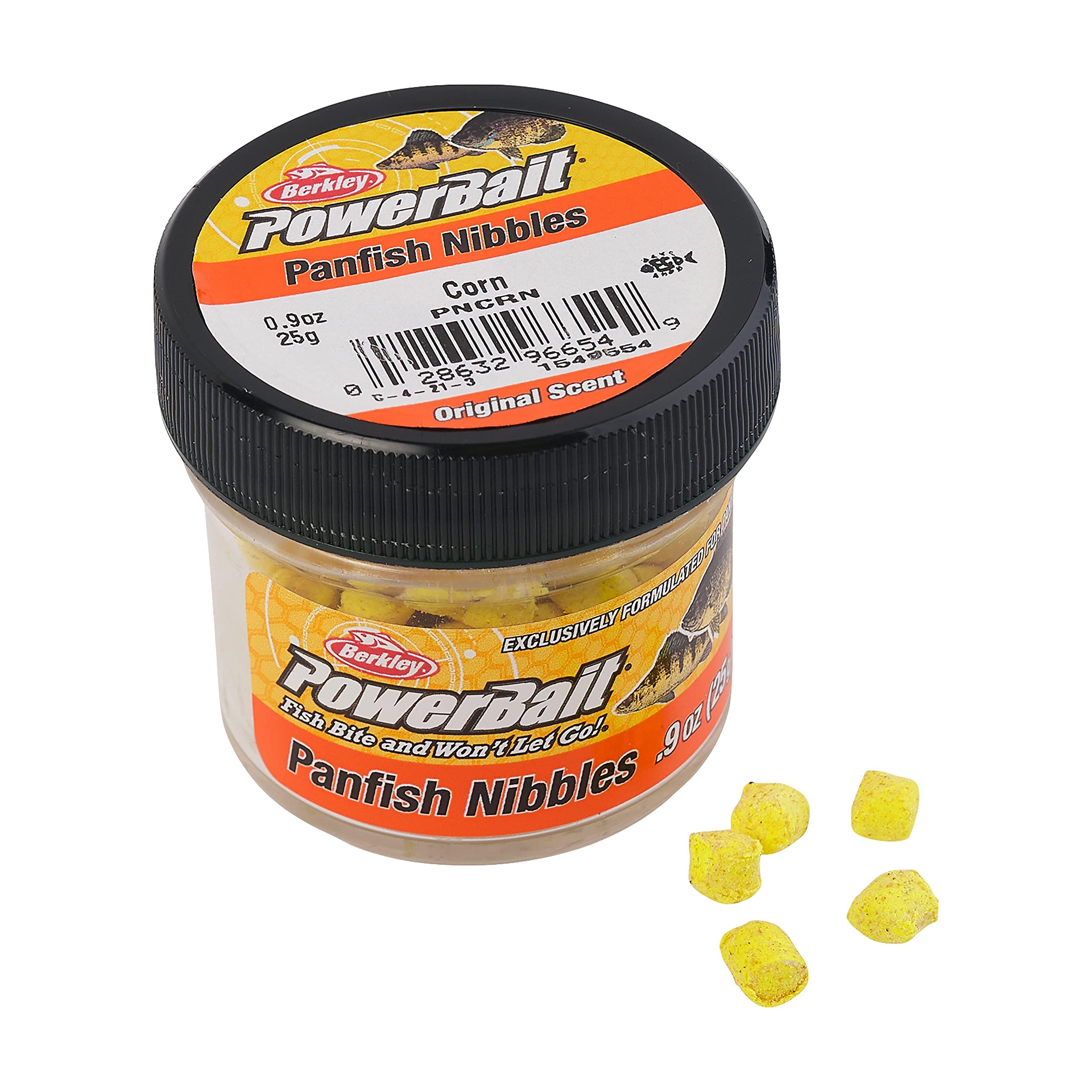 Berkley PowerBait Panfish Nibbles corn small jar ready to attract panfish with scent