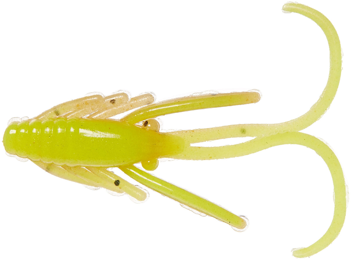 Berkley PowerBait Power Nymph Pumpkin Chartreuse 1in front view, trout-friendly lure for early season success.