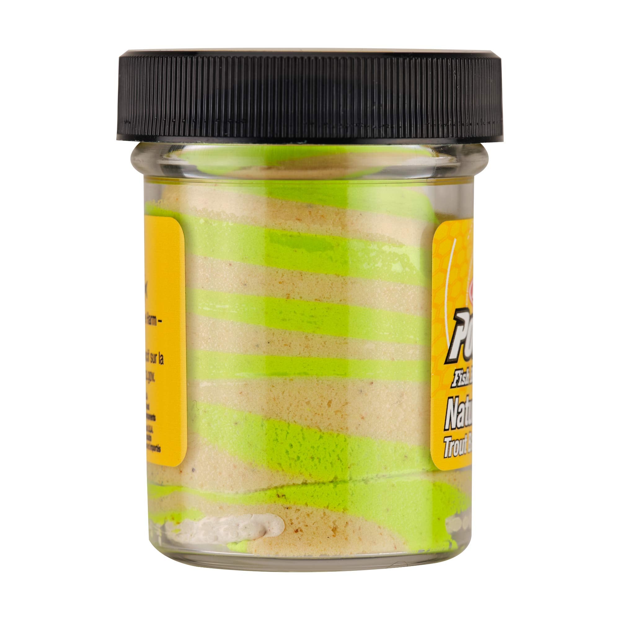 Berkley PowerBait Tequila Lime dough jar with Tequila Worm color option shown for varied presenting.