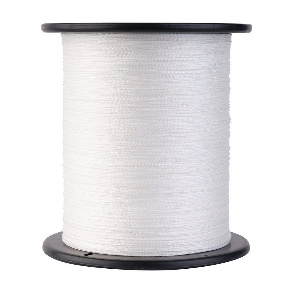 Berkley ProSpec hollow braid 100lb white close-up shows optimized carrier construction.