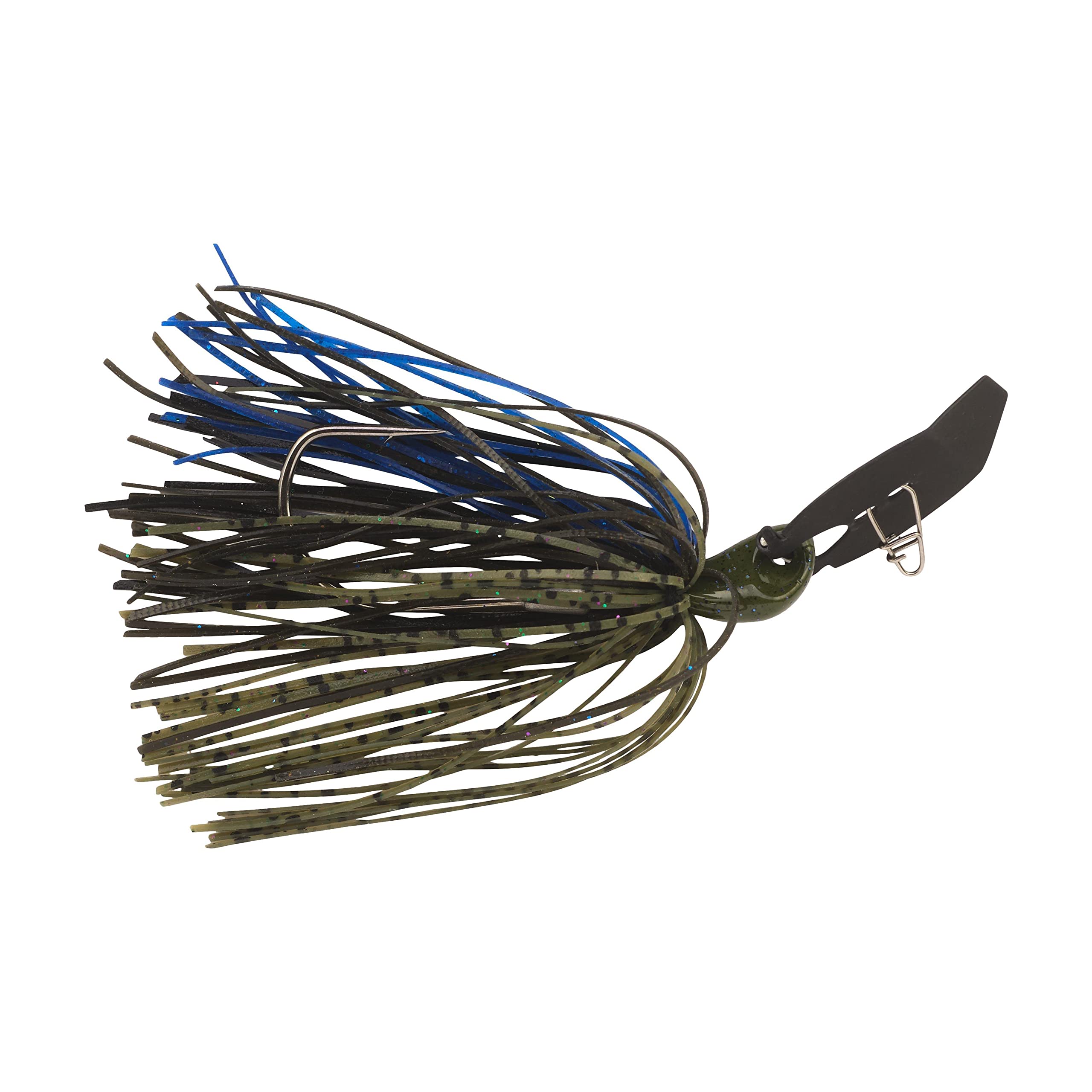 Berkley SlobberKnocker jig Bruised dual-spools close-up highlights braided and fluorocarbon pairing.