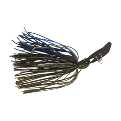 Berkley SlobberKnocker jig Bruised dual-spools close-up highlights braided and fluorocarbon pairing.