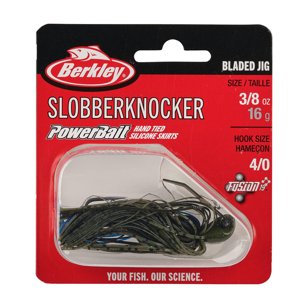 Berkley SlobberKnocker jig Bruised Vanish fluorocarbon leader close-up demonstrates near invisibility near bait.