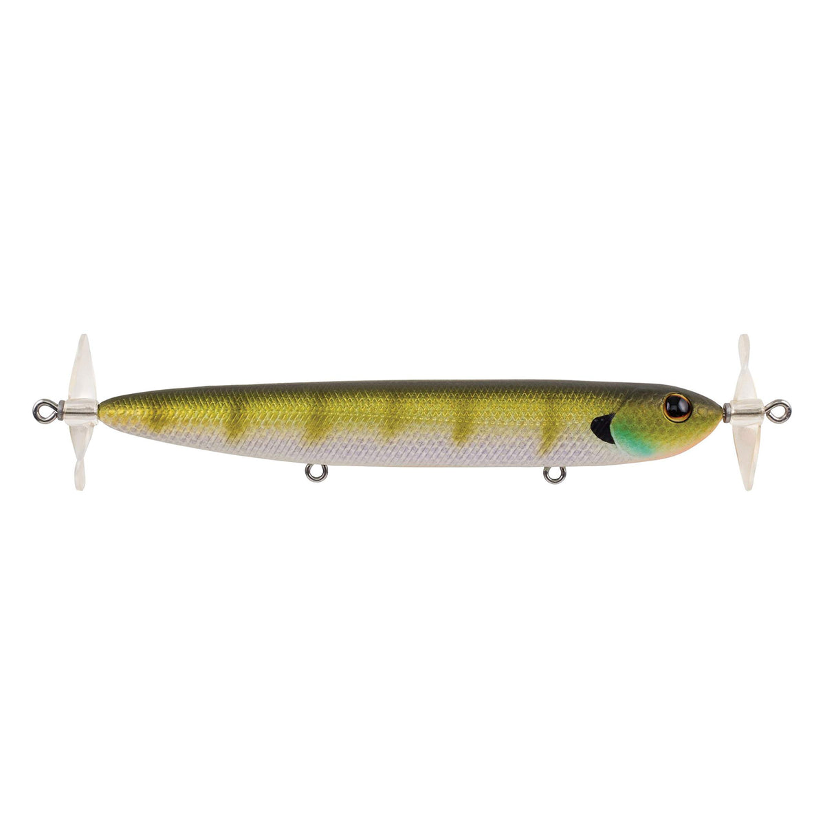 Berkley Spin Bomb topwater lure MF Bluegill with cupped props for surface disruption.
