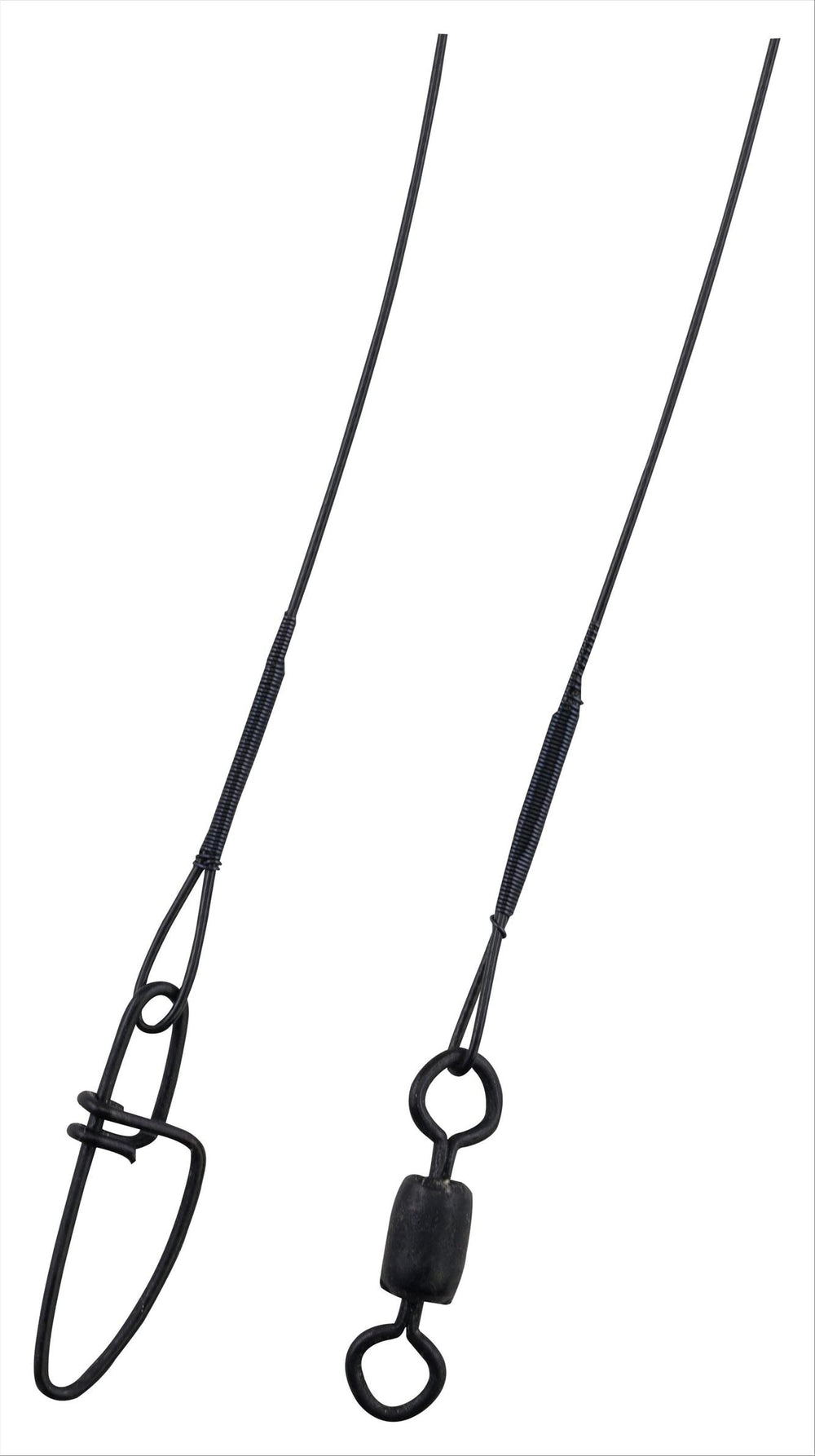 Berkley Steelon black 9in wire-wound leader for abrasion resistance and bite-off protection.