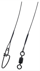 Berkley Steelon black 9in wire-wound leader for abrasion resistance and bite-off protection.