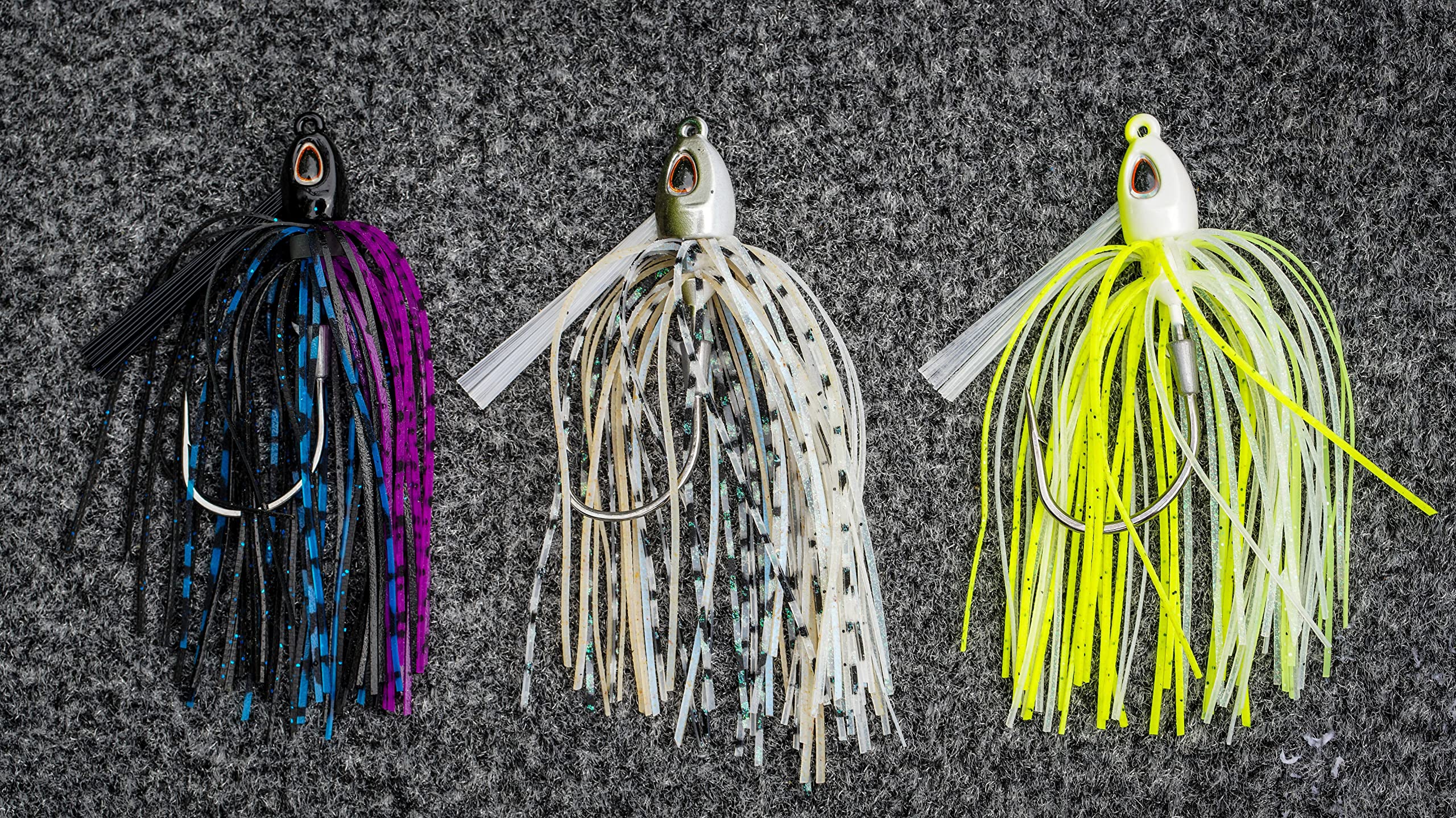 Berkley Swim Jig 0-degree vertical line tie reduces snagging.