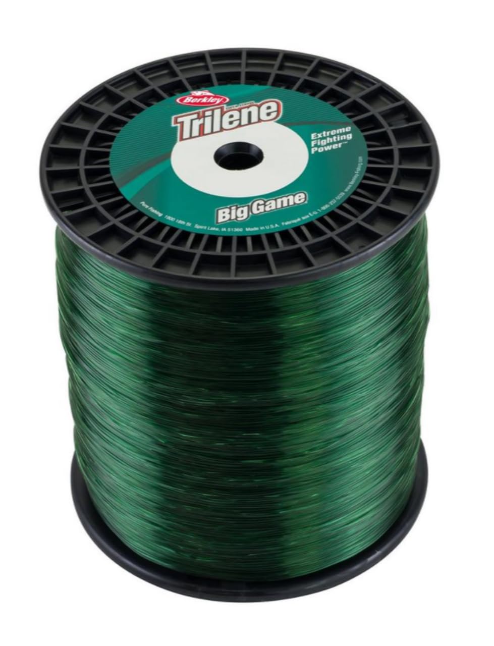 Berkley Trilene Big Game green 30lb spool highlights durability for big-game fishing.