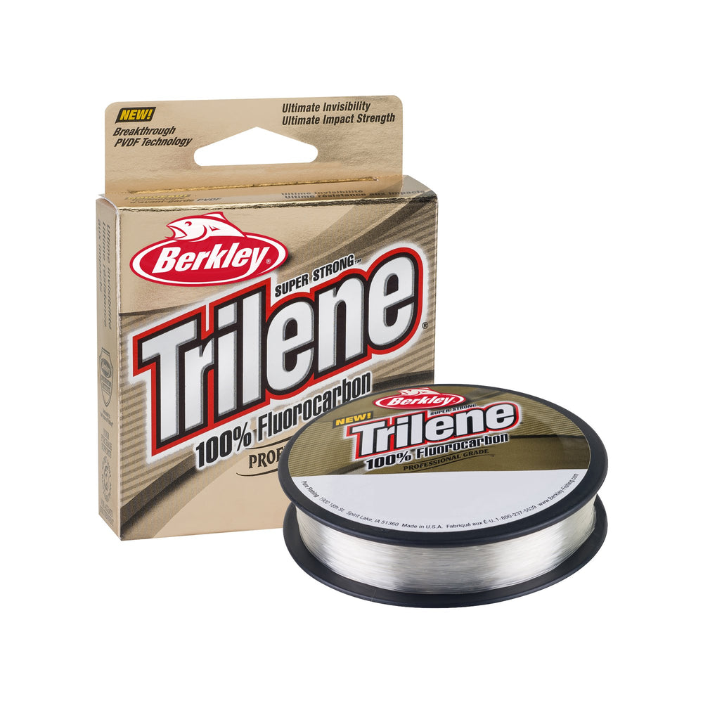 Berkley Trilene Fluorocarbon 12lb clear spool shows strong, nearly invisible line for precise presentations.