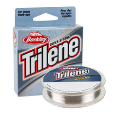 Berkley Trilene Micro Ice line spool in Clear Steel aids line tracking during ice fishing.