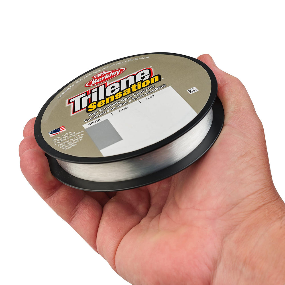 Berkley Trilene Sensation clear monofilament image underlines easy tracking and visible bite cues.