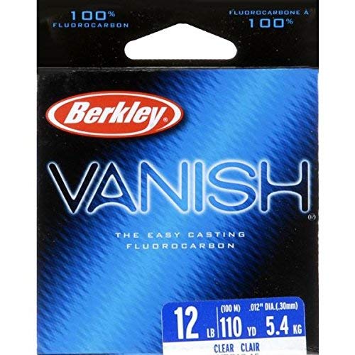 Close-up of Berkley Vanish fluorocarbon line showing 250yd length
