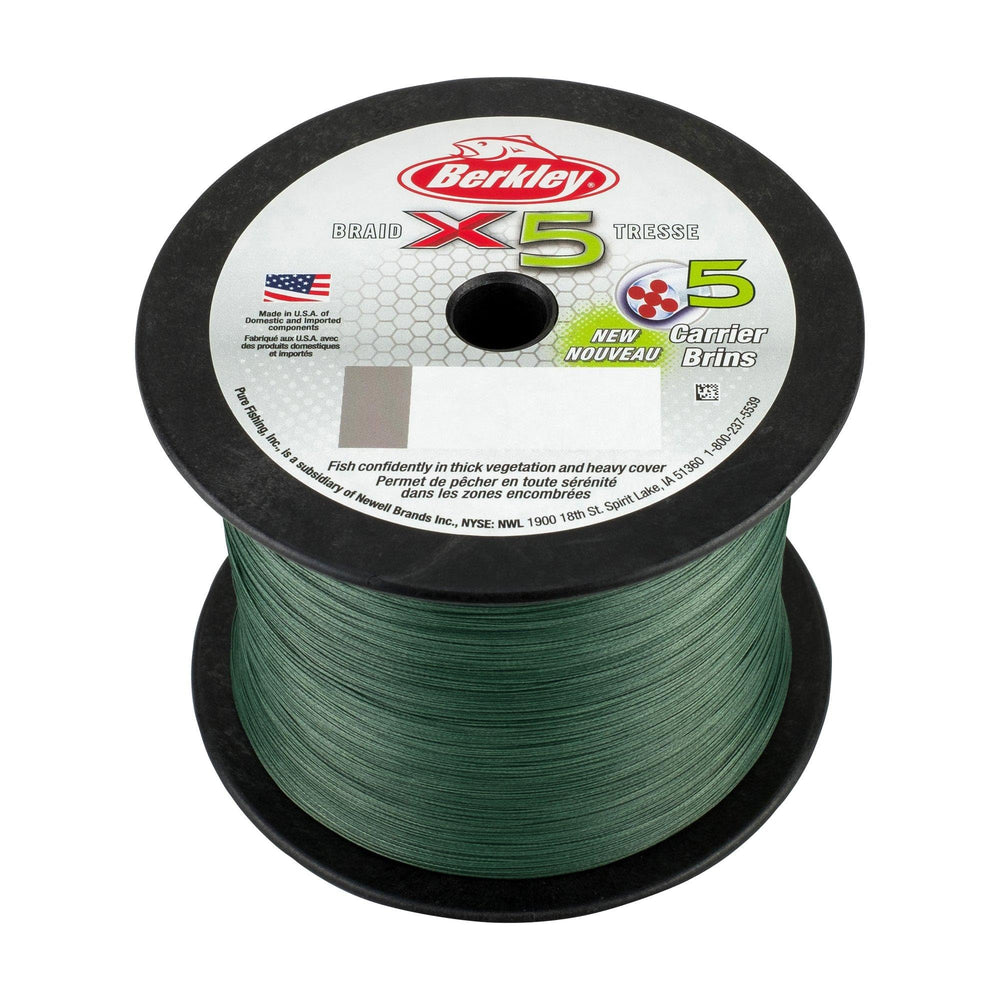 Berkley x5 Braid low-vis green spool for stealth and strength.