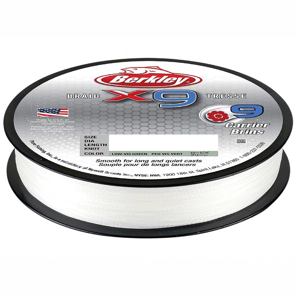Berkley X9 Braid branding and packaging highlights.
