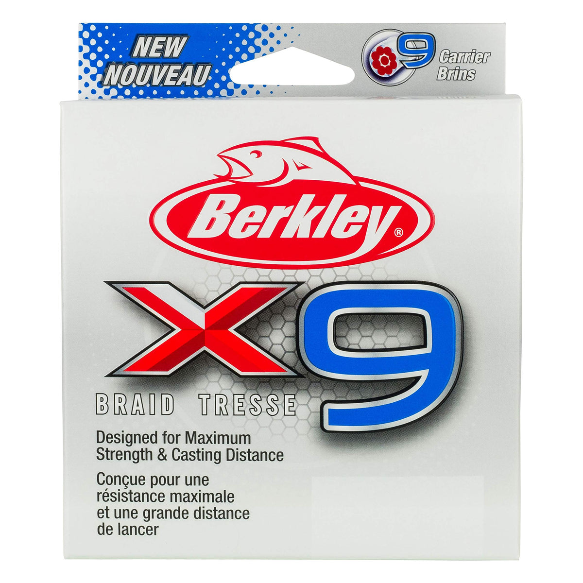 Berkley x9 Braid Crystal 8lb, 328yd line for quiet, long casts.