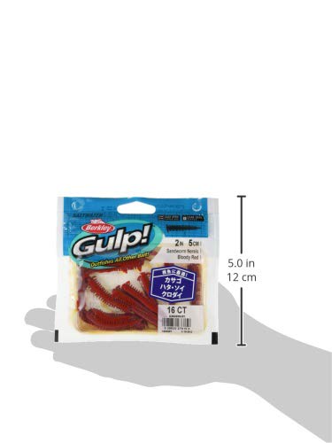 Pack of 16 Berkley Sandworm lures in Bloody Red