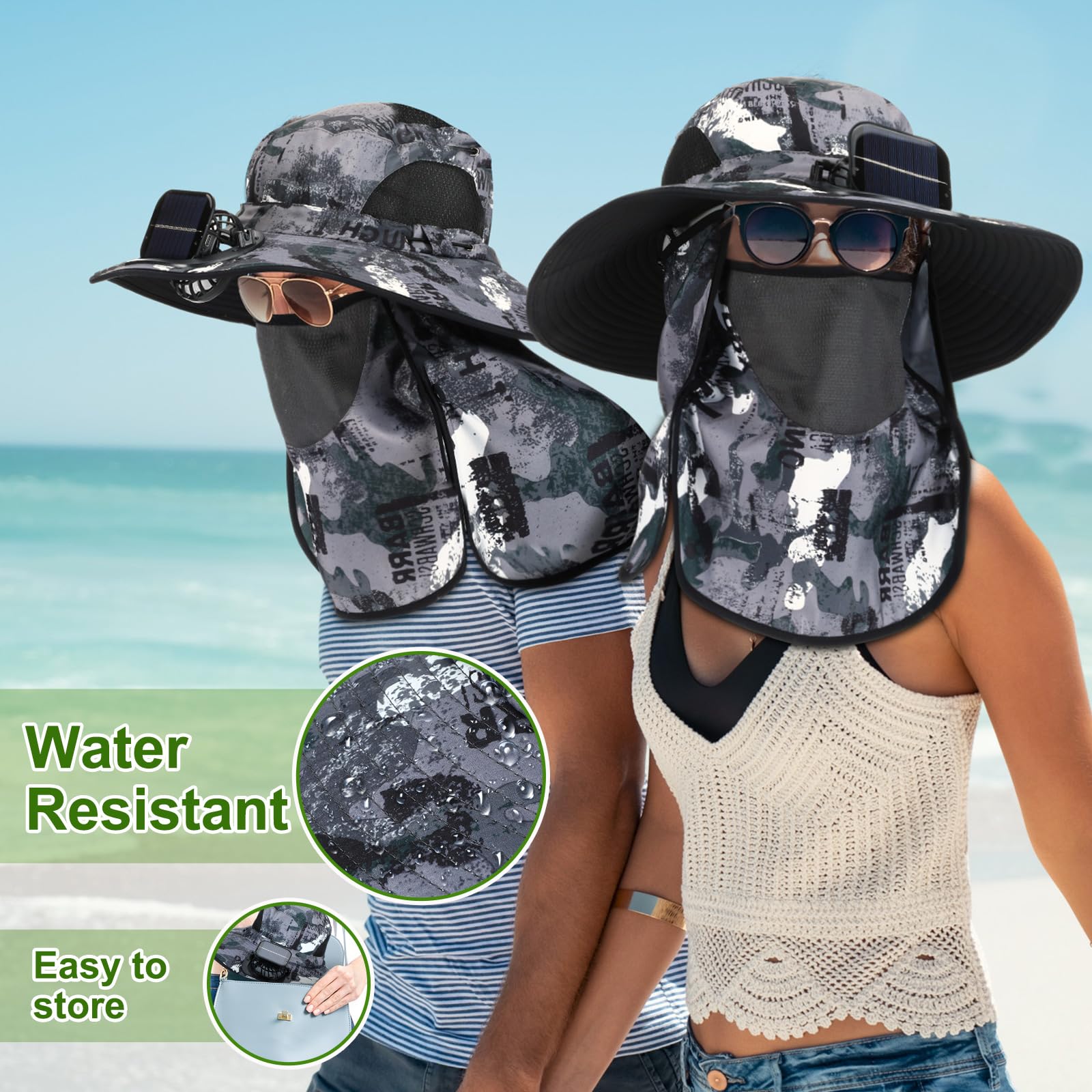 Adjustable head circumference 60-65 cm with wide brim coverage