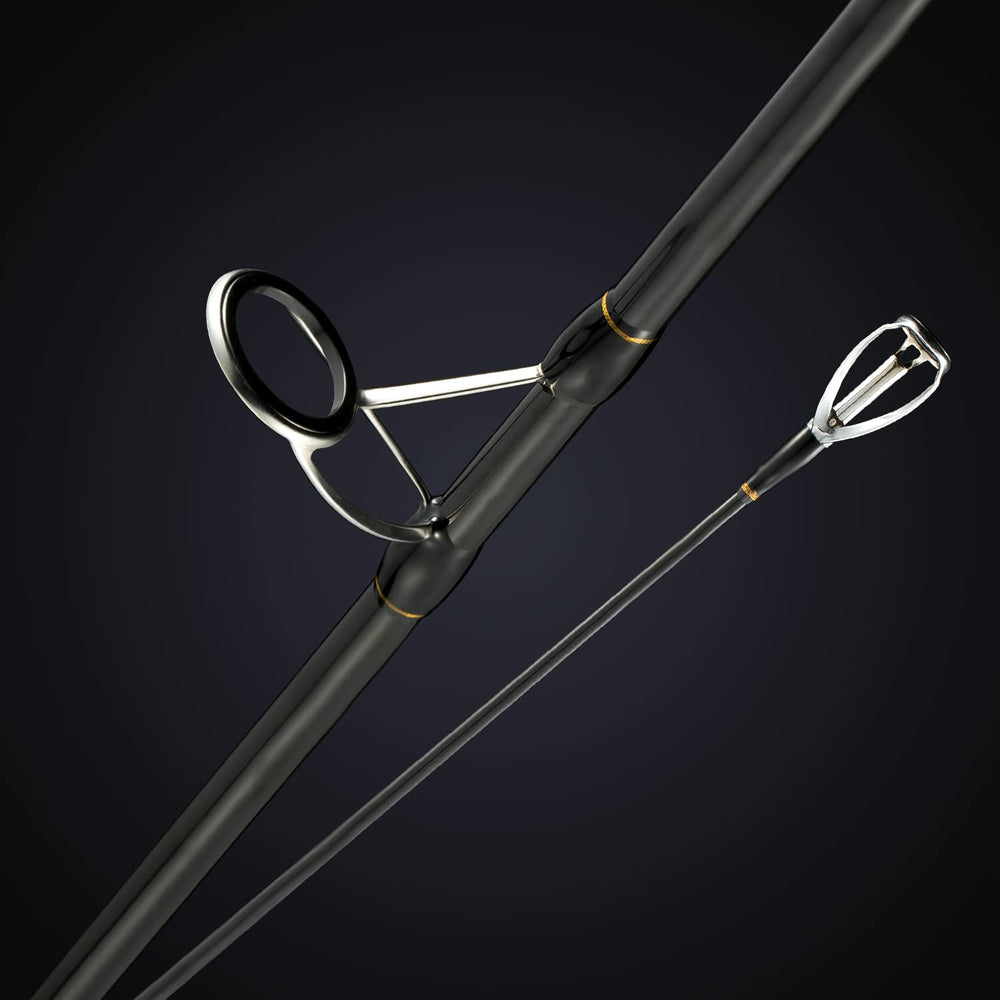 Berrypro Striper Killer Rod in surf setting ready for inshore striped bass encounters.