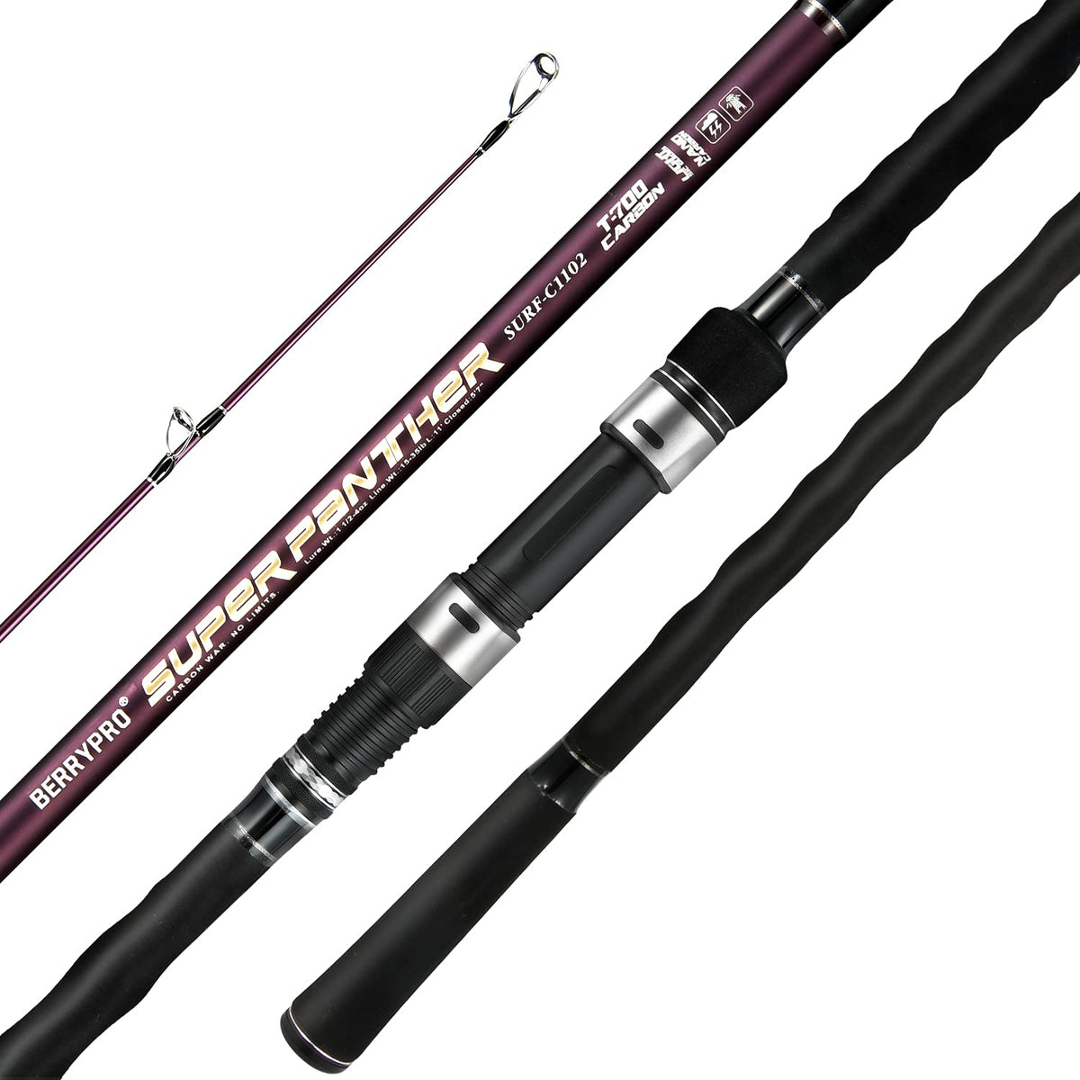 Berrypro Surf Spinning Rod 9ft 2pc ready for long coastal casts.