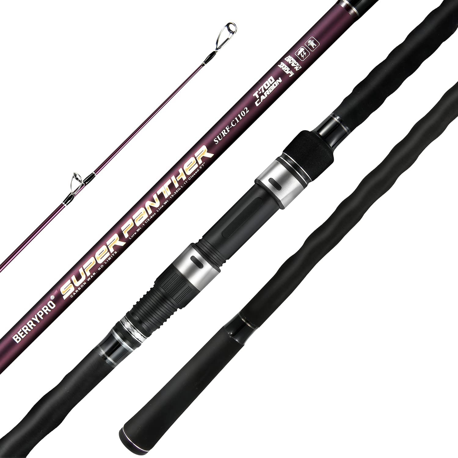 Berrypro Surf Spinning Rod blanks show carbon fiber strength and sensitivity