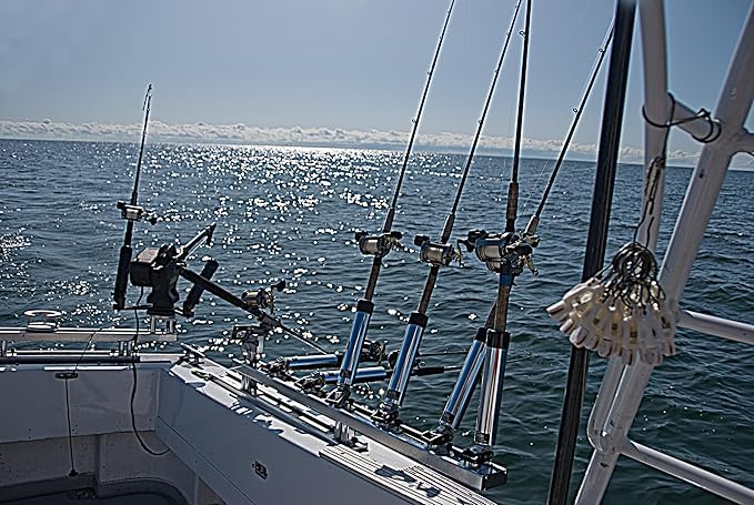 Two 17-inch MF2959SS tracks mounted along boat rail