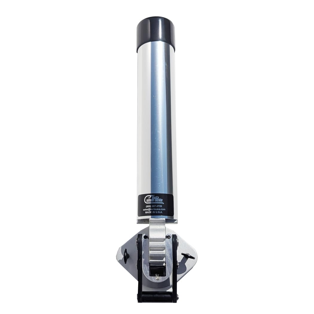 Bert's Custom Tackle rod holder ratchet in buff brite finish for secure one-handed hook sets.