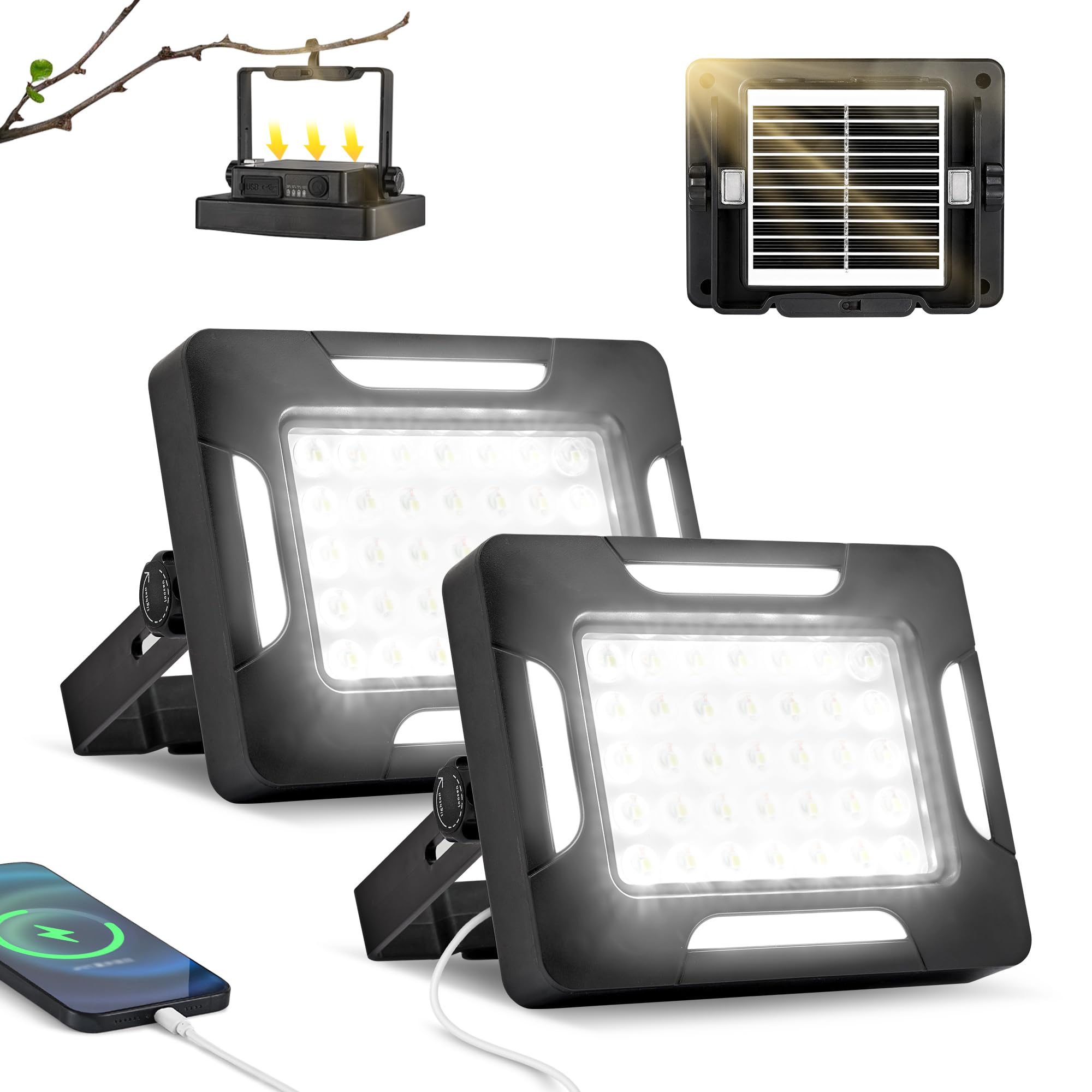 Berzfasa LED solar camping light with stand for hands-free illumination