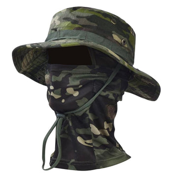 Besforta camo boonie hat with balaclava mask for sun protection during outdoor adventures.