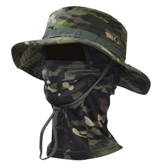 Besforta camo boonie hat with balaclava mask for sun protection during outdoor adventures.