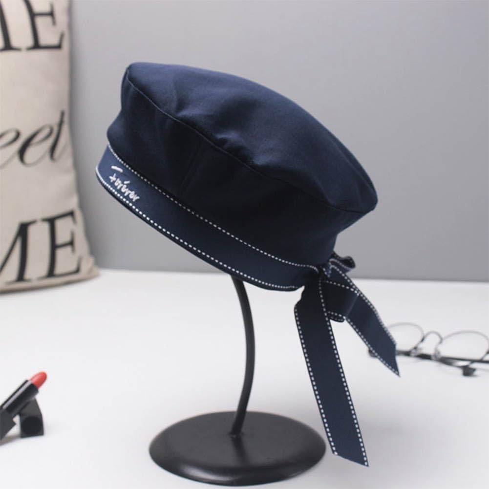 Besforta navy sailor hat bow-knot closeup showing adjustable band for comfort.