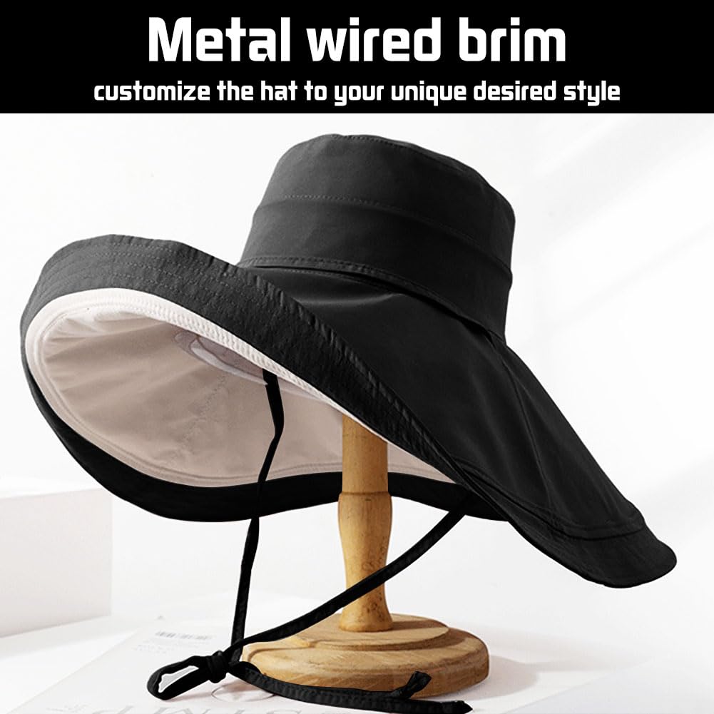 Besforta packable reversible large-brim sun hat folded for easy packing.