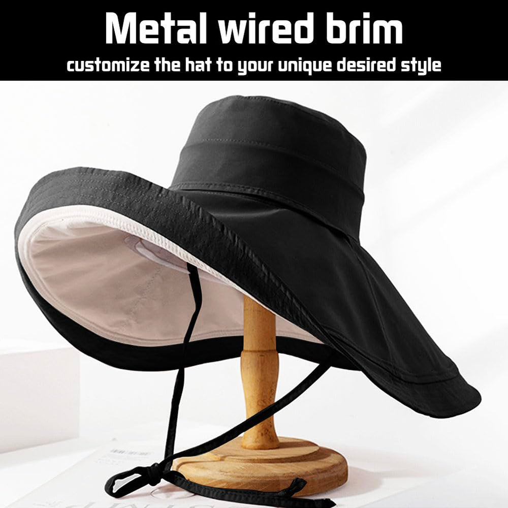 Besforta packable reversible large-brim sun hat folded for easy packing.
