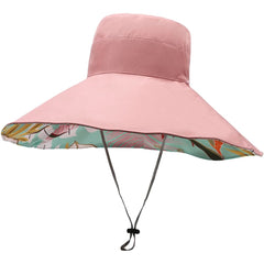 Besforta pink hat back view showing two-color reversible design
