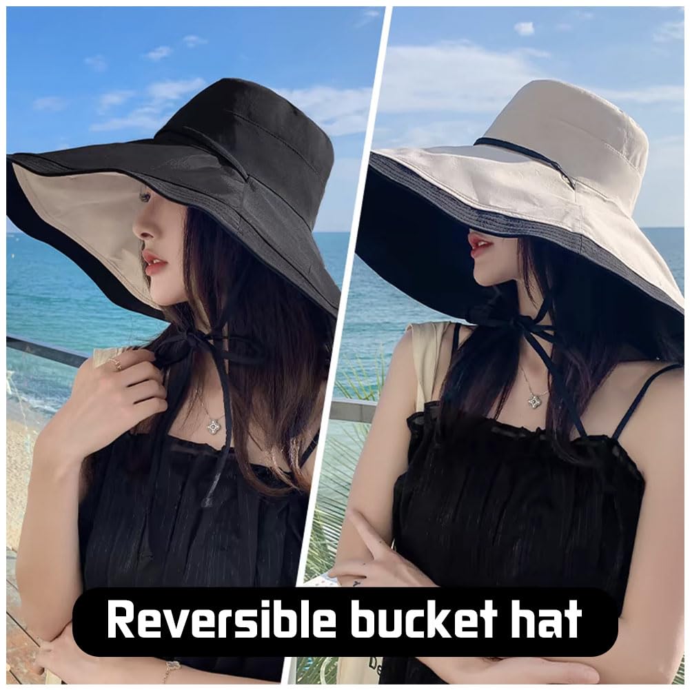 Besforta sun hat with wired edge in black, showing adjustable shape for personal style.