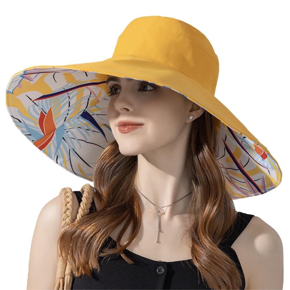 Besforta packable reversible sun hat side view with wide brim for sun protection