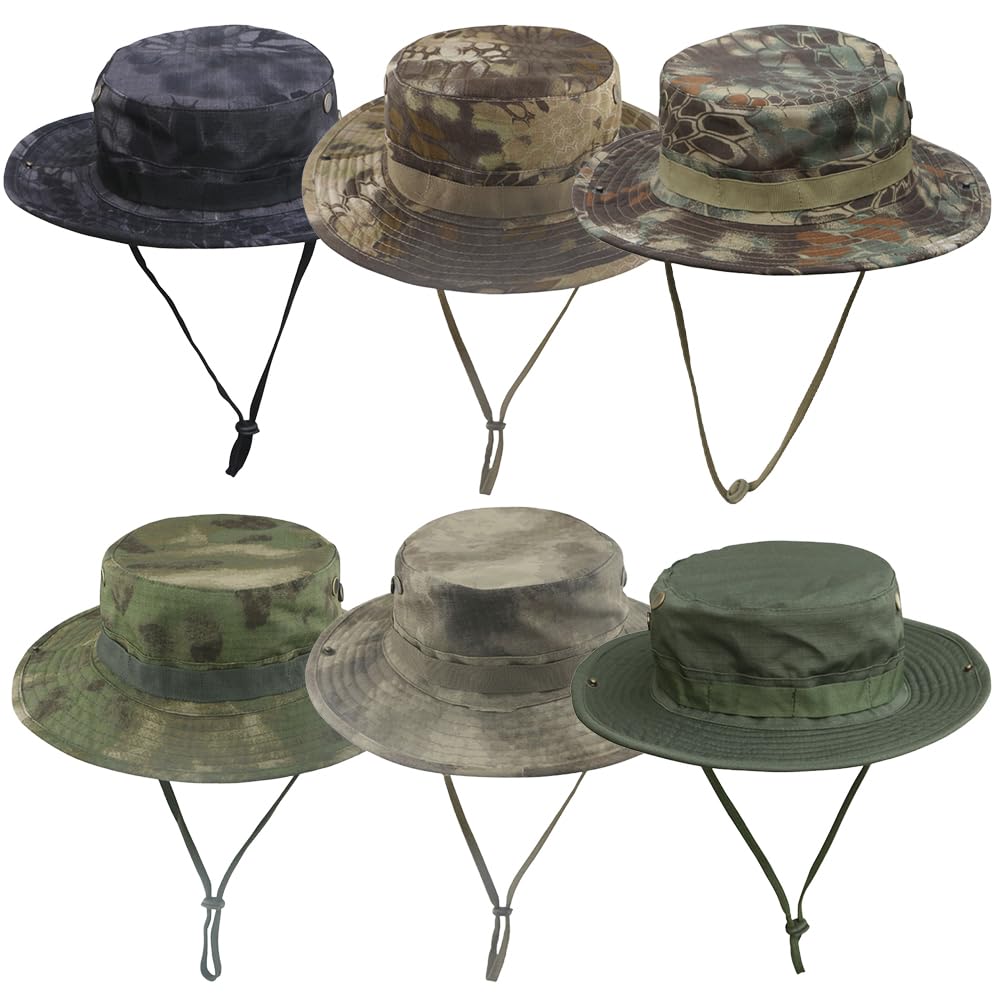 Besforta wide brim boonie hat camouflage front view showing sun protection for outdoor adventures.