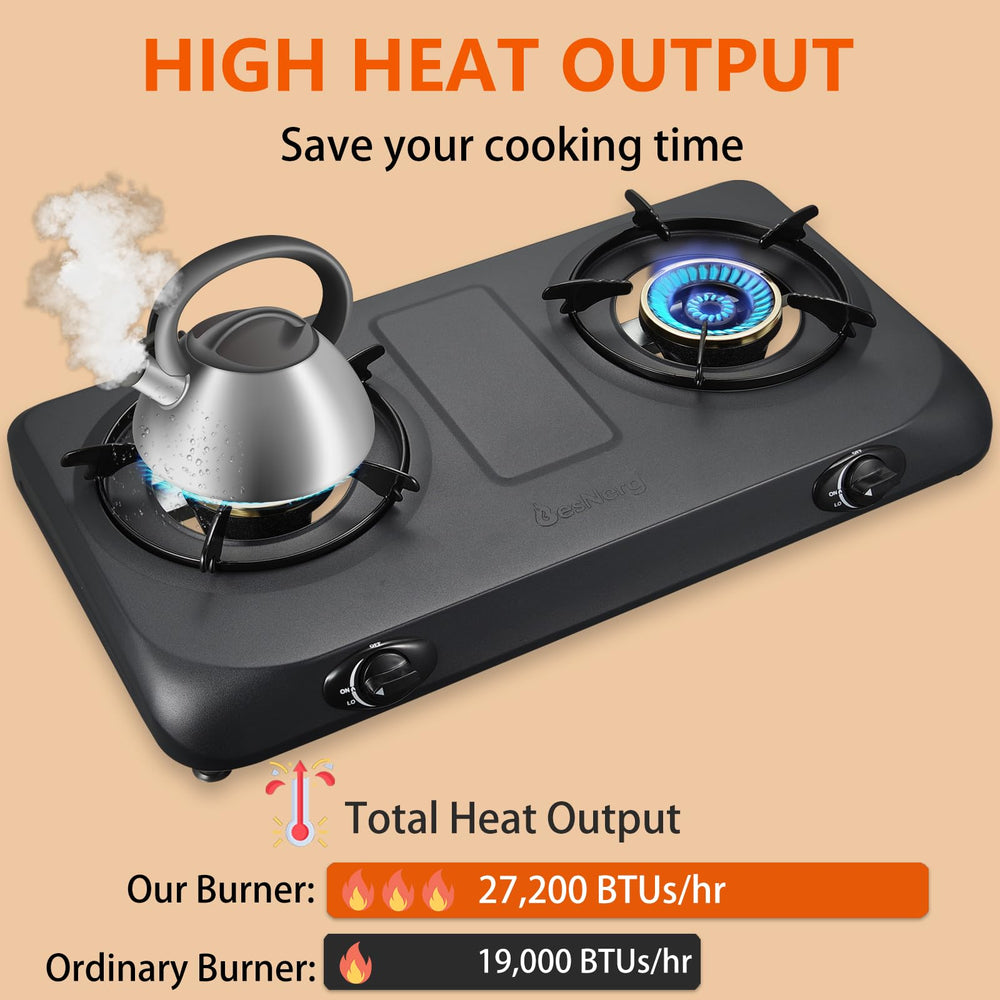 BesNerg high-efficiency burner concentrates flame for fast boiling and even heating.